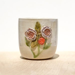 Rose Garden Mug, Handmade Mug, Mug Gift, Wild Flower Mug, Hand Painted Mug, Earthy Mug, Bridesmaid Proposal, Wheel Thrown Pottery image 1