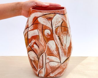 Large modern terracotta vase