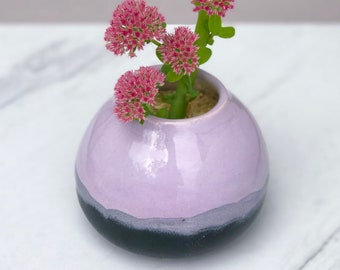 lilac and black matte vase