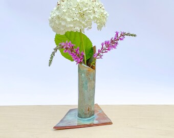 rustic matte blue modern bud vase