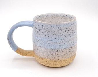 Speckled farmhouse mug, rainbow coffee mug, handmade speckled mug, boho rainbow mug, boho coffee cup, white speckle mug, studio