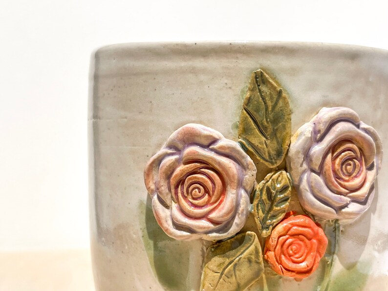 Rose Garden Mug, Handmade Mug, Mug Gift, Wild Flower Mug, Hand Painted Mug, Earthy Mug, Bridesmaid Proposal, Wheel Thrown Pottery image 8