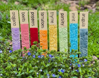 Vegetable garden markers, custom plant markers, ceramic garden stakes, herb garden markers, garden decor stakes, ceramic stakes, garden sign