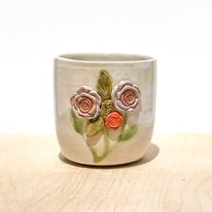Rose Garden Mug, Handmade Mug, Mug Gift, Wild Flower Mug, Hand Painted Mug, Earthy Mug, Bridesmaid Proposal, Wheel Thrown Pottery image 6