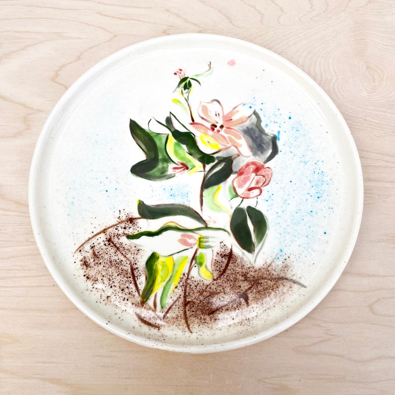 Handmade Ceramic plates, hand painted plate, decorative plate, plates, pottery plates, mom gift, dinner plate, handmade pottery, majolica image 3