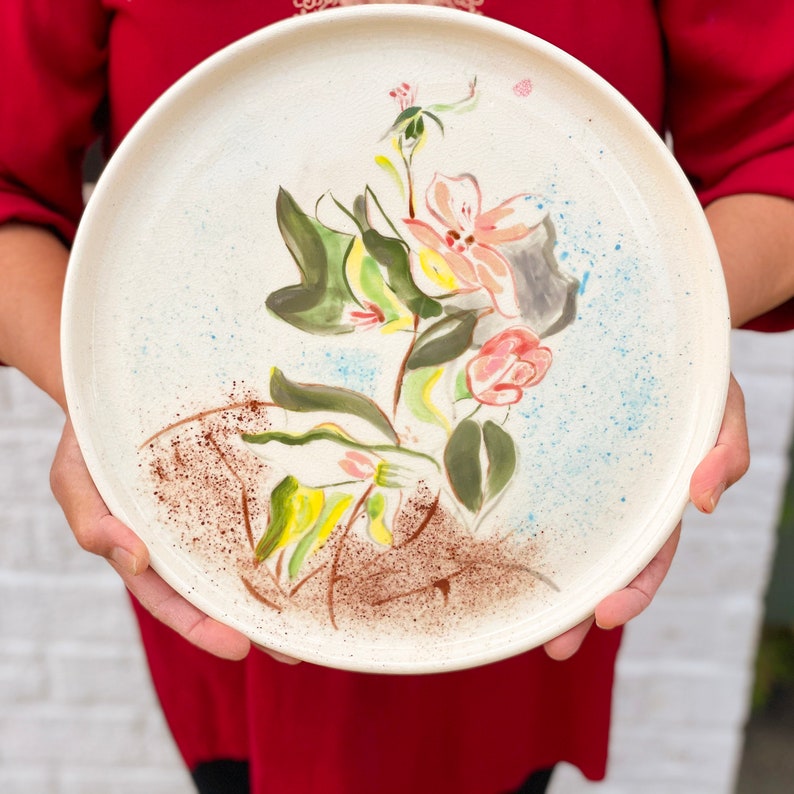 Handmade Ceramic plates, hand painted plate, decorative plate, plates, pottery plates, mom gift, dinner plate, handmade pottery, majolica image 2