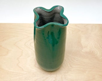 Tall green minimalist flower vase