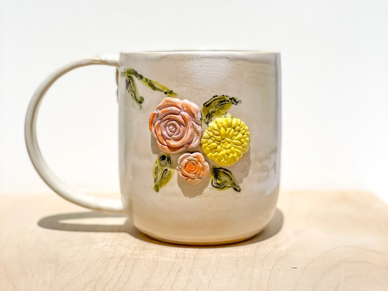 Pastel Floral Nature Mug, Handmade Mug, Wild Flower Mug, Earthy Mug, Boho Cottagecore Coffee Mug, Vintage Botanical Tea Cup, Mugs for Mom image 1