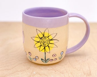 16 oz mug, Floral Coffee Mug, Sunflower Mug, Studio Coffee Mug, Large Coffee mug, Mom Mug, Floral Coffee Cup, Floral Cup, Flower Cup