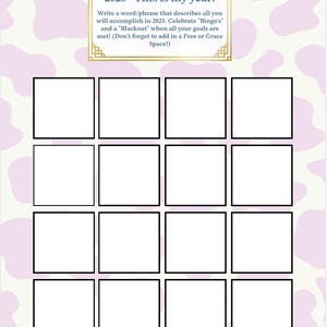 Vision Board Bingo 2025 - Pink Animal Print