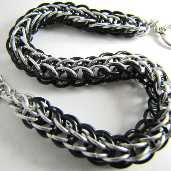 Cyber Deal of the Day/Steampunk No. 489 Byzantine Black & Silver Chain Maille Bracelet