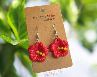 Puerto Rico Maga Flower Corazon Boricua Collection Polymer Clay Earrings