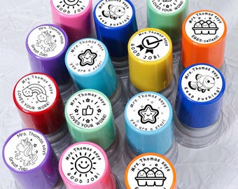 Teacher Classroom Stamp, Custom Teacher Stamp, Comments & Encouragement Phrases, Teacher’s Day Gift for Grading Homework and Tests