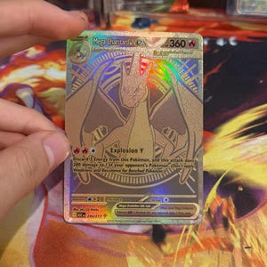 Mega Charizard Y EX Gold Proxy Card – Textured Fire Holo Display Collectible
