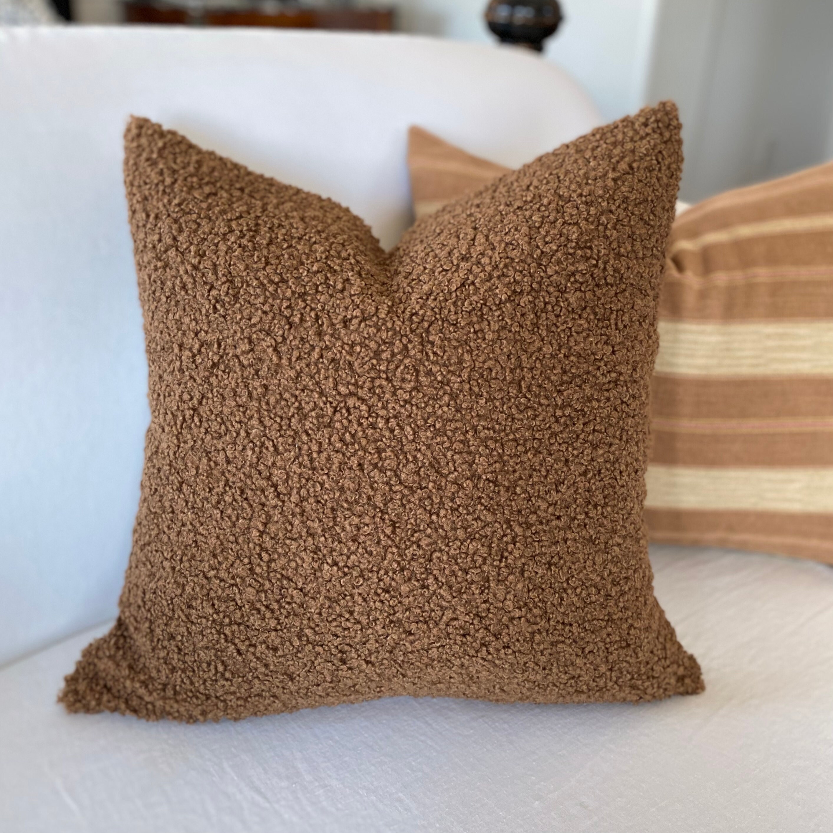 20x20 Caramel Bouclé Pillow Cover // Fuzzy Pillow// Boho Etsy
