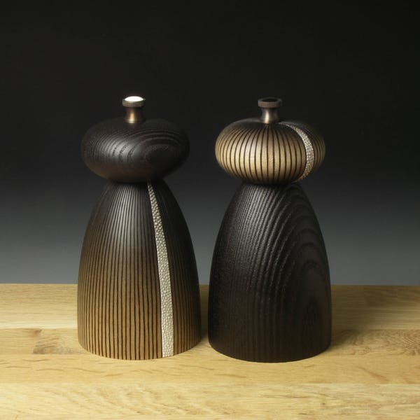 Salt and Pepper Grinders - Scorched Ash, Lines and Dots