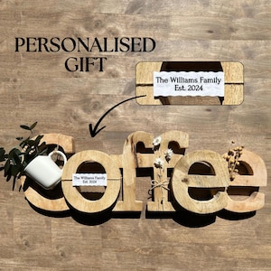 Einweihungsgeschenk für Kaffeeliebhaber Benutzerdefiniertes Familien-Kaffee-Bar-Zeichen Rustikale Küchendekoration Kaffeestation Wandkunst Personalisiertes Kaffee-Schild