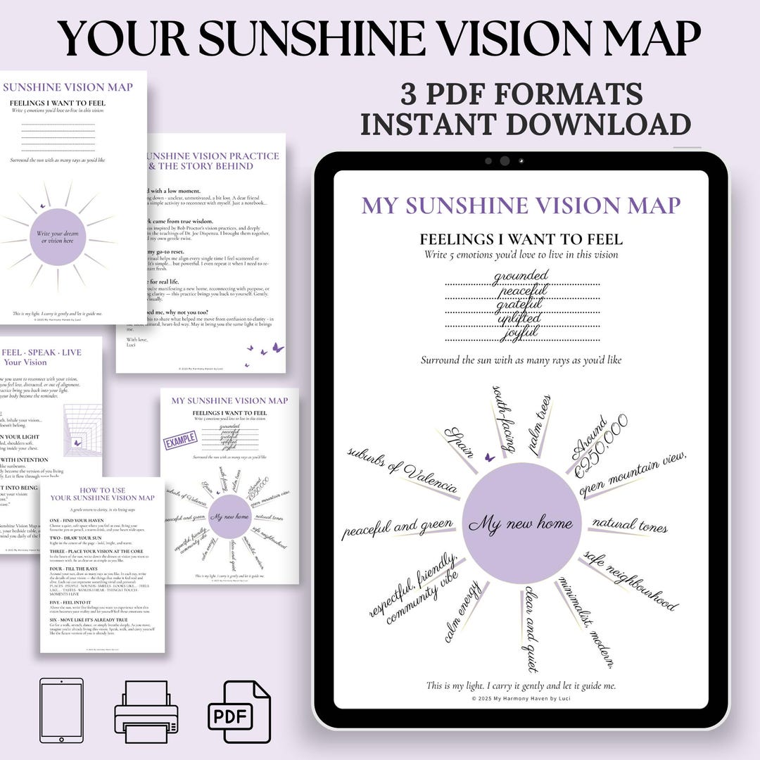Goal Planner Digital Worksheet Vision Board Printable Manifestation ...