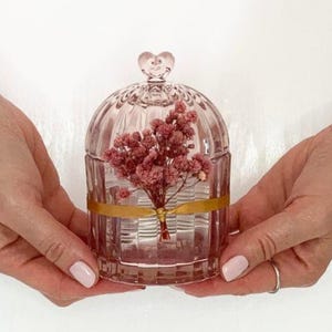 Gabbia per uccelli in vetro, contenitore a forma di cuore, fiori secchi, decorazione ispiratrice, regalo di consapevolezza, centrotavola di pensiero positivo, accessorio da scrivania, regalo per donna