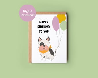 PRINTABLE Cat Birthday Card, Instant Download Printable Greetings Card ...