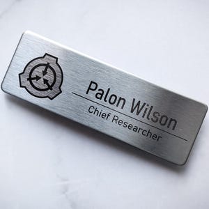 Custom SCP Foundation Agent Nameplate, Name Badge, Laser-Engraved Stainless Steel Name Tag for Cosplay
