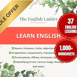 ESL English Lesson Worksheets: Grammar, Vocabulary, Reading (Digital Download, PDF)