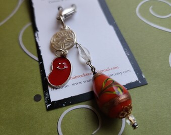 EASTER Red JELLY Bean - Kids Upcycled RECLAIMED Red Jelly Bean charm-  Zipper Pull or Fan Pull