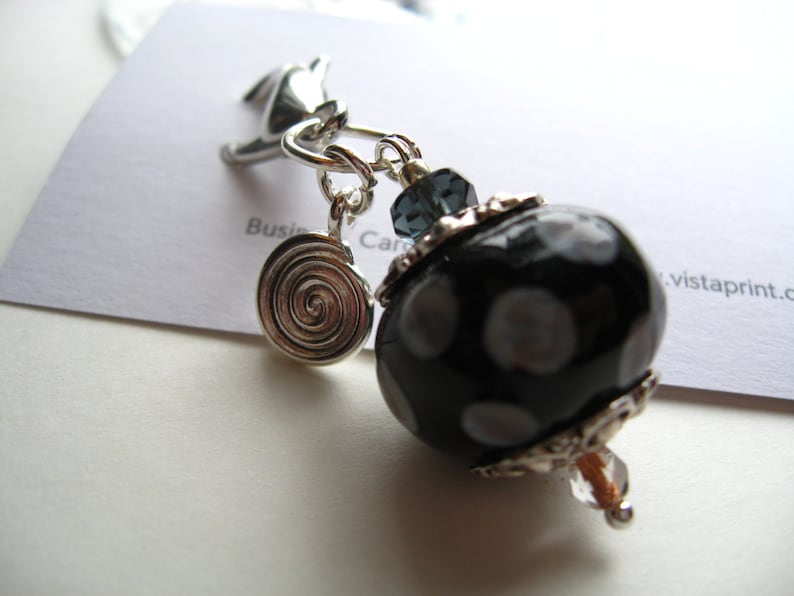 Shiny FANCY Series Zipper Pull or Fan Pull BLACK Polka-dot Ball