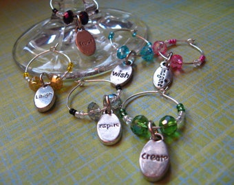 Silver WORD to the Wise Tags -Silver-Plated Tag Charms - Wine Charms OR Barware Gift - Drink Tags - Make an OFFER