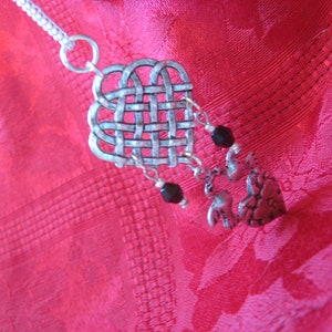Valentine Lovebirds with HEART on Silver Lattice Charm and Crystals NECKLACE Comes with Box image 3
