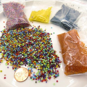Seed BEAD Mix - 5.4 OZ - earth tone, black rainbow mix, salmon, orange + yellow - Bag of Beads - Jewelry Beads - Artmaking Supplies