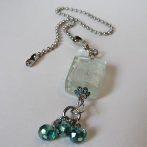 Aqua Crystal Ceiling Fan Pull Chain | Sea Glass Inspired Fan Pull | Coastal Home Decor | Beach Cottage Lighting Accent | Handmade OOAK Gift