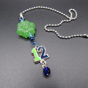 CHUNKY Glass with Enamel 12th Man Blue & Green Charm - Use as Fan Pull-Pull Chord-Light Pull  FOOTBALL - Seattle SeaHawks -PNW - Washington