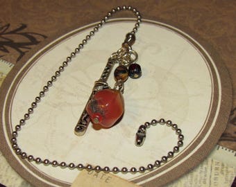 Samurai Sword - Protector of the LIGHT - Semiprecious stone and Sword Charm - FAN pull or Light Pull - Make an OFFER