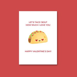 Cartão de amor para impressão engraçado do Dia dos Namorados com tacos, cartão de amor do Dia dos Namorados para namorada, namorado, esposa, marido com download instantâneo