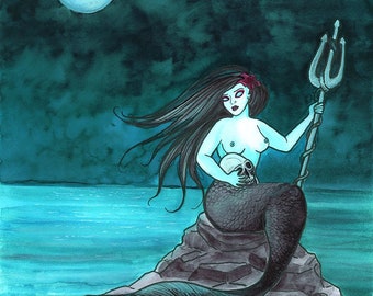 Never Let You Go - 11x14” Print - Goth - Mermaid - Siren - Sea - Ocean - Cryptid