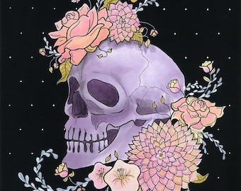 Secret Keeper 11x14” Print - Pastel Goth - Skull - Spooky - Witchy