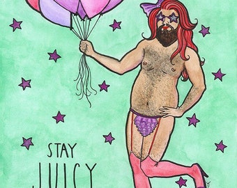 Stay Juicy - 5x7 Digital Print of an Original Kat Kissick Illustration