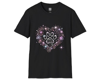 Dog Paw Heart T-Shirt, Pet Lover Shirt, Animal Paw Print Tee, Cute Dog Mom Gift, Dog Dad Shirt, Dog Lover Apparel