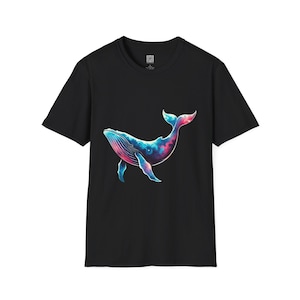 Cosmic Whale Unisex Softstyle T-Shirt, Space Whale Shirt, Galaxy Graphic Tee, Celestial Animal Top, Astronomy Gift
