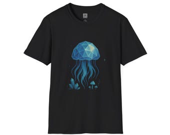 Kristall Qualle T-Shirt, Ozean Print T-Shirt, Unisex Softstyle Shirt, Unterwasser Design Top, Sea Life Graphic Tee