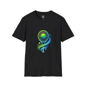 Tennis Racquet and Ball Unisex Softstyle T-Shirt, Sports Tee, Tennis Lover Gift, Tennis Player Shirt, Tennis Fan Apparel, Tennis Team Shirt