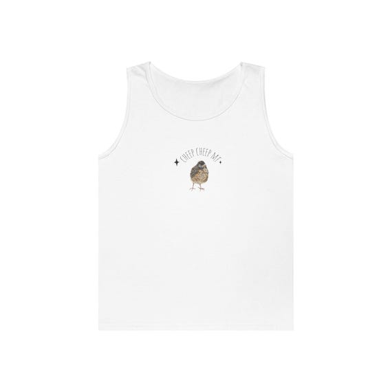 Charming Bird Print Unisex Tank Top, Casual Summer Wear, Eco-Friendly Gift, Vegan Lifestyle Apparel, Nature-Inspired Design
