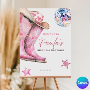 Editable Boots on the Ground Welcome Sign, Western Hoedown Birthday Party Decor, 30th Birthday Western Theme, Cowgirl Birthday Welcome Sign