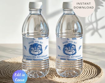 Editable Summerween Pool Party Water Bottle Label, Summerween 13th Birthday Party, Ghost Pool Party Label, Spooky Summer, Instant Download