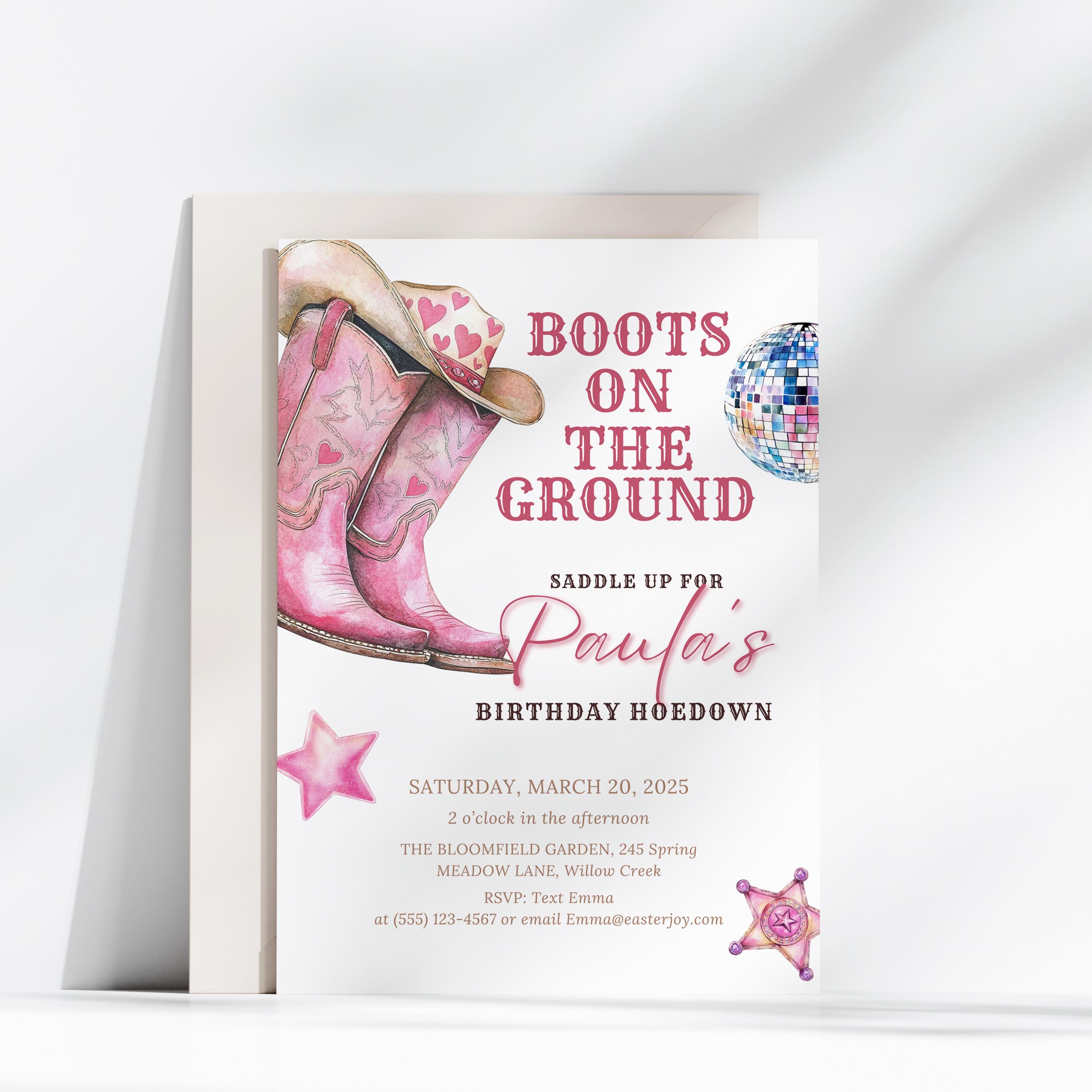 Editable Boots on the Ground Birthday Invitation, Western Hoedown ...