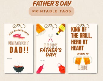 Editable Father's Day Gift Tags Template, BBQ Father's Day Tags, Happy Father's Day, Printable Father's Day Gift Tags, Instant Download