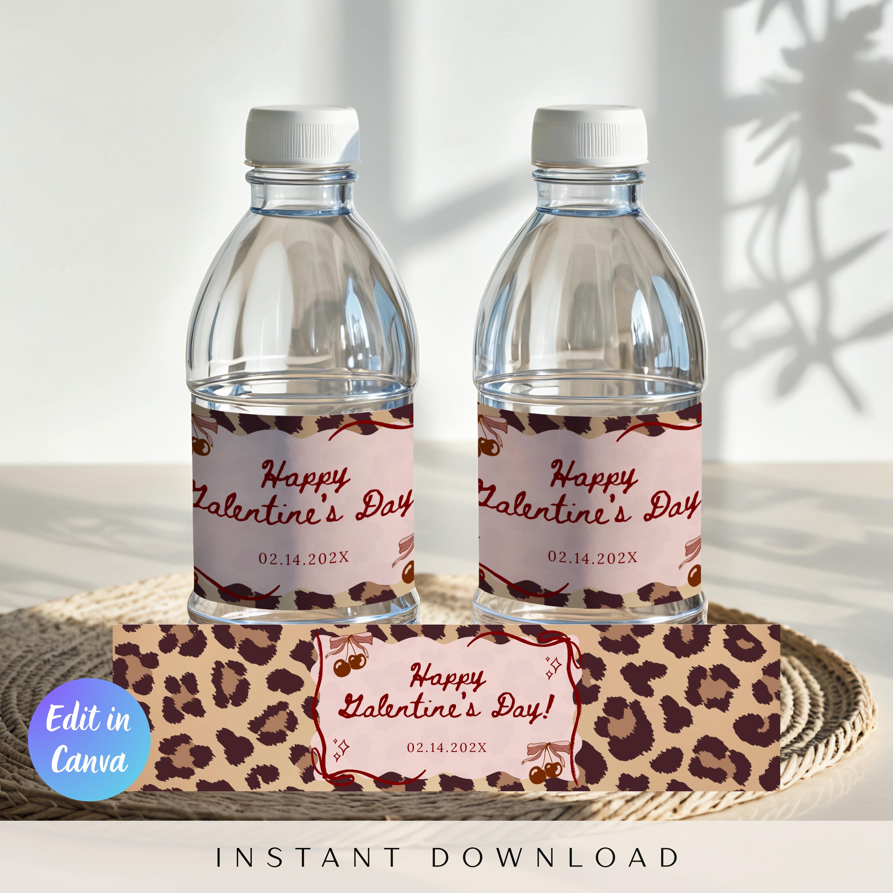 23 Valentine's Day Printable Bottle Labels for Festive Fun 6 Cheetah and Cherries Galentines Water Bottle Label, Galentines…