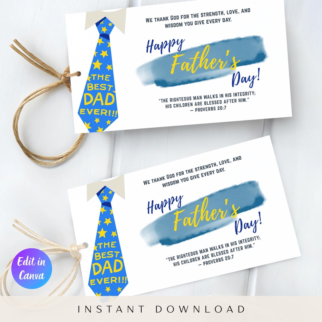 Scripture Father's Day Gift Tags, Bible Verse Father's Day Tags, Happy ...