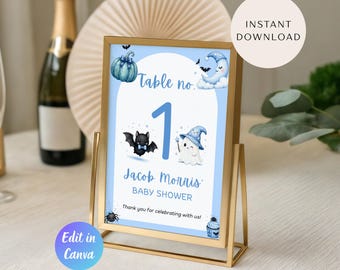 A Little Boo Is Almost Due Baby Shower Table Number Sign, Halloween Baby Shower Table Sign, Cute Ghost Little Boo Is Almost Due Decor